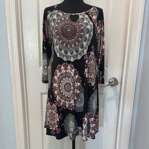Elegant Black and Red Mandala Dress